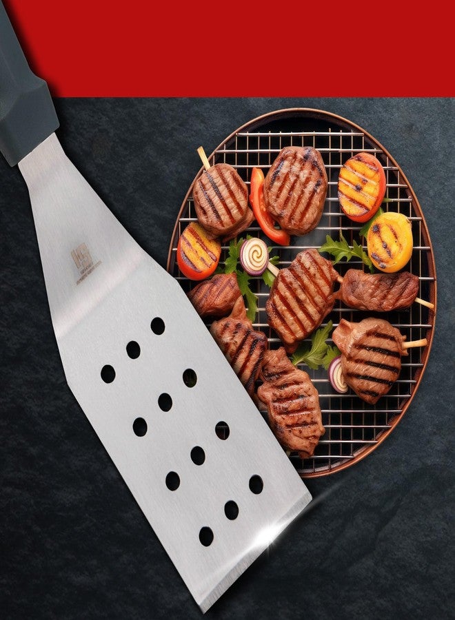 HS WORLD OF HORECA ESSENTIALS HS 12 Inch Professional Kitchen Square Edge Turner | Medium Handle | Heavy Duty Metal Spatula with Beveled Edges | SUS420J2 Stainless Steel for Grills, Skillets, Burgers - Image 4